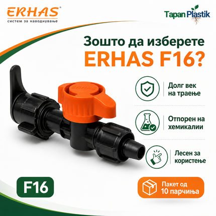 ERHAS F16 Чеп/Вентил за Вода – Пакет 10 парчиња