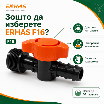 ERHAS F16 Чеп/Вентил за Вода – Пакет 10 парчиња