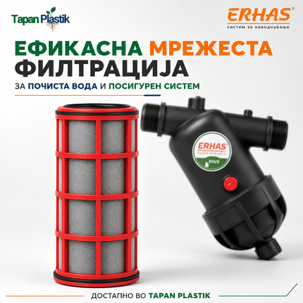 ERHAS мрежест филтер F40 со отворено куќиште и мрежест елемент што лесно се вади и чисти