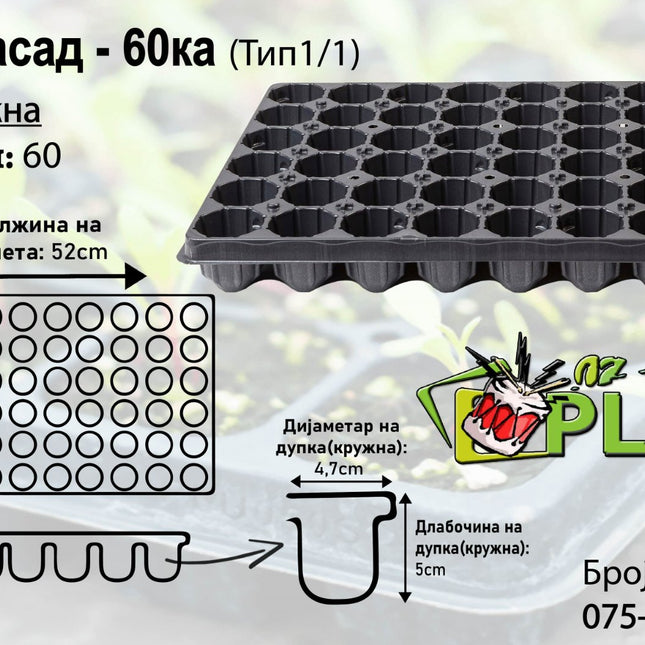 Seedling Trays - 60 Cells - Round - Type 1/1