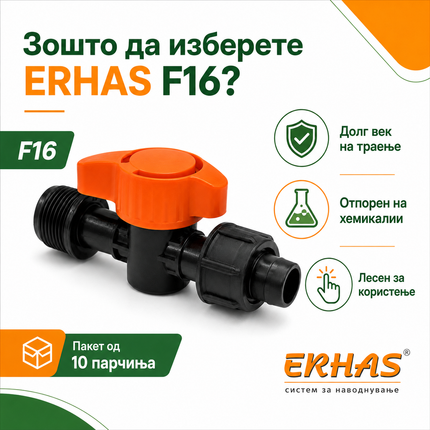 ERHAS F16 Чеп/Вентил за Вода – Пакет 10 парчиња
