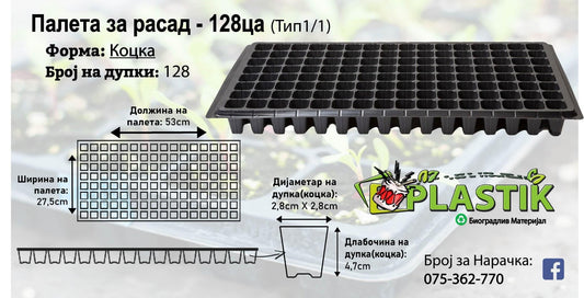 Палети за Расад-128ца-Коцка-Тип 1/1